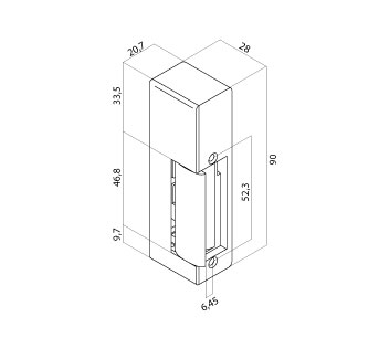 wymiary elektrozaczepów standardowych
