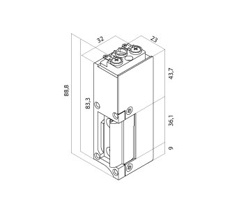 wymiary elektrozaczepów wzmocnionych